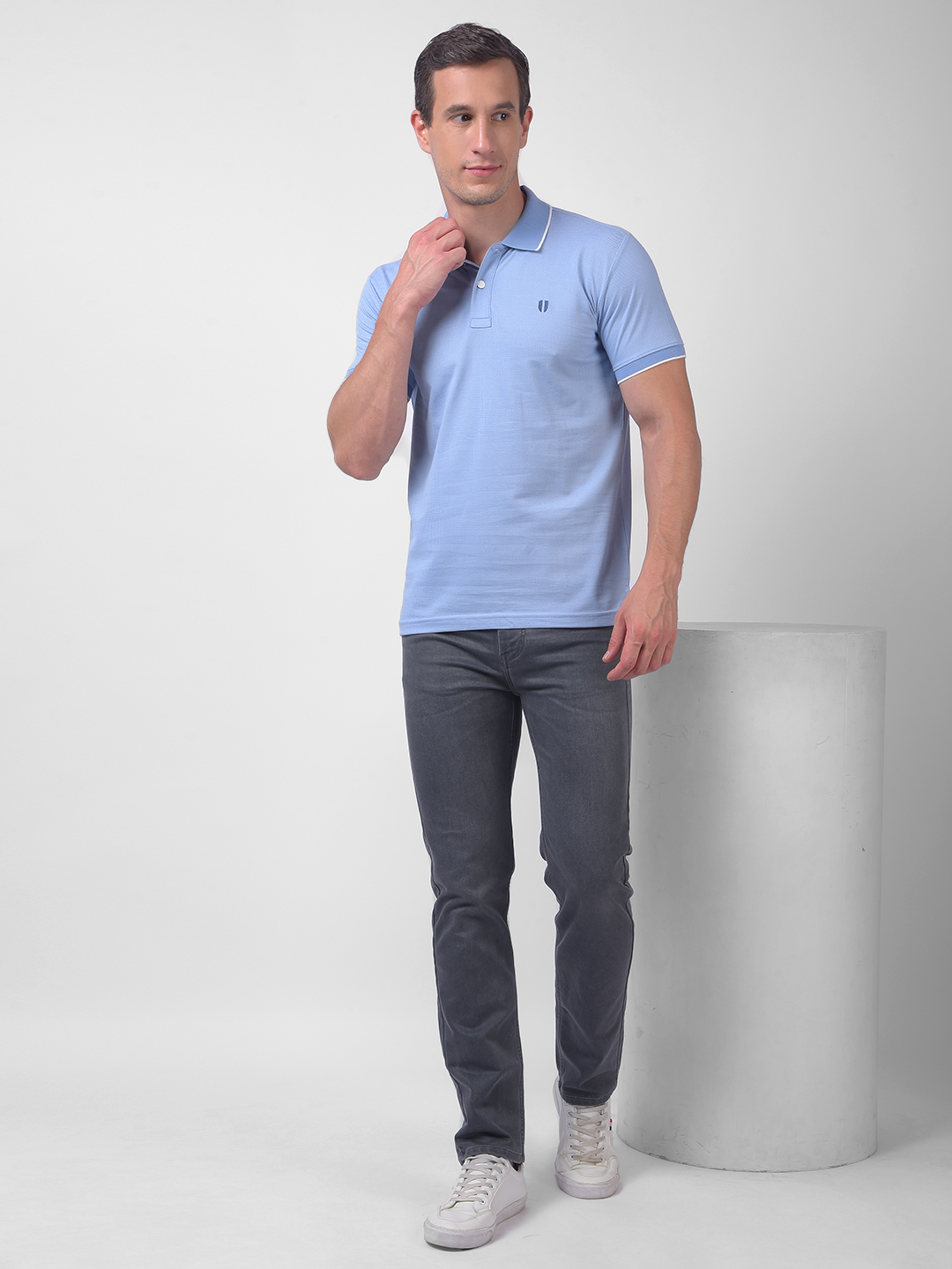 Numero Uno Men Light Blue Polo Neck T-Shirt